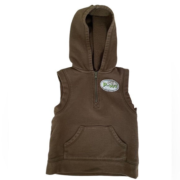 Circo Vest Sweatshirt Hood Quarter Zip Pocket Sleeveless Pullover Brown Boys 4T - Picture 1 of 15